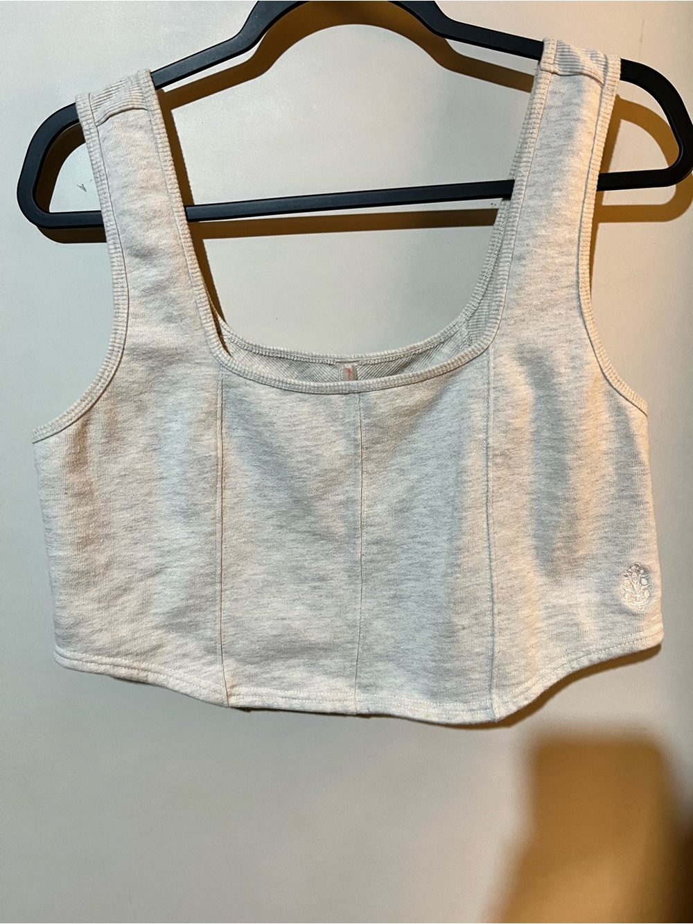Free People Movement Cream Corset Style Cropped Tank with Wide Straps Size XL